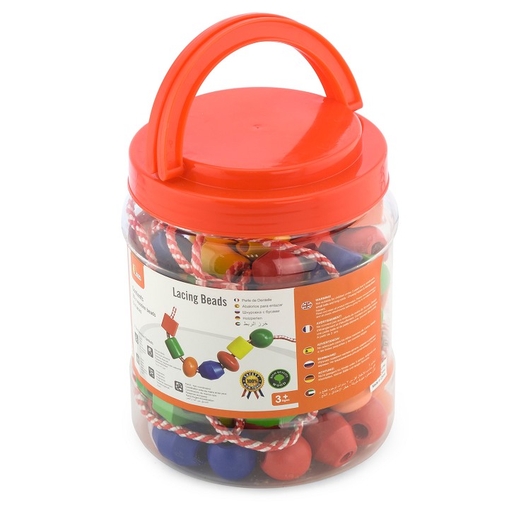 Lacing beads - 90 pieces and 5 cords